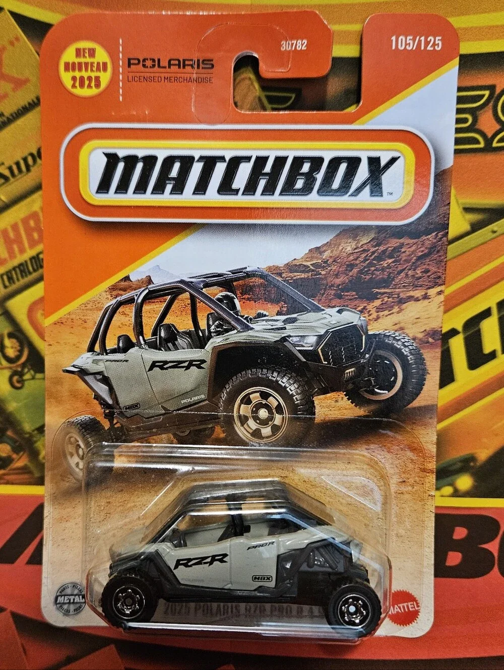 Matchbox Polaris RZR Die-Cast Off-Road UTV in Light Gray and Black